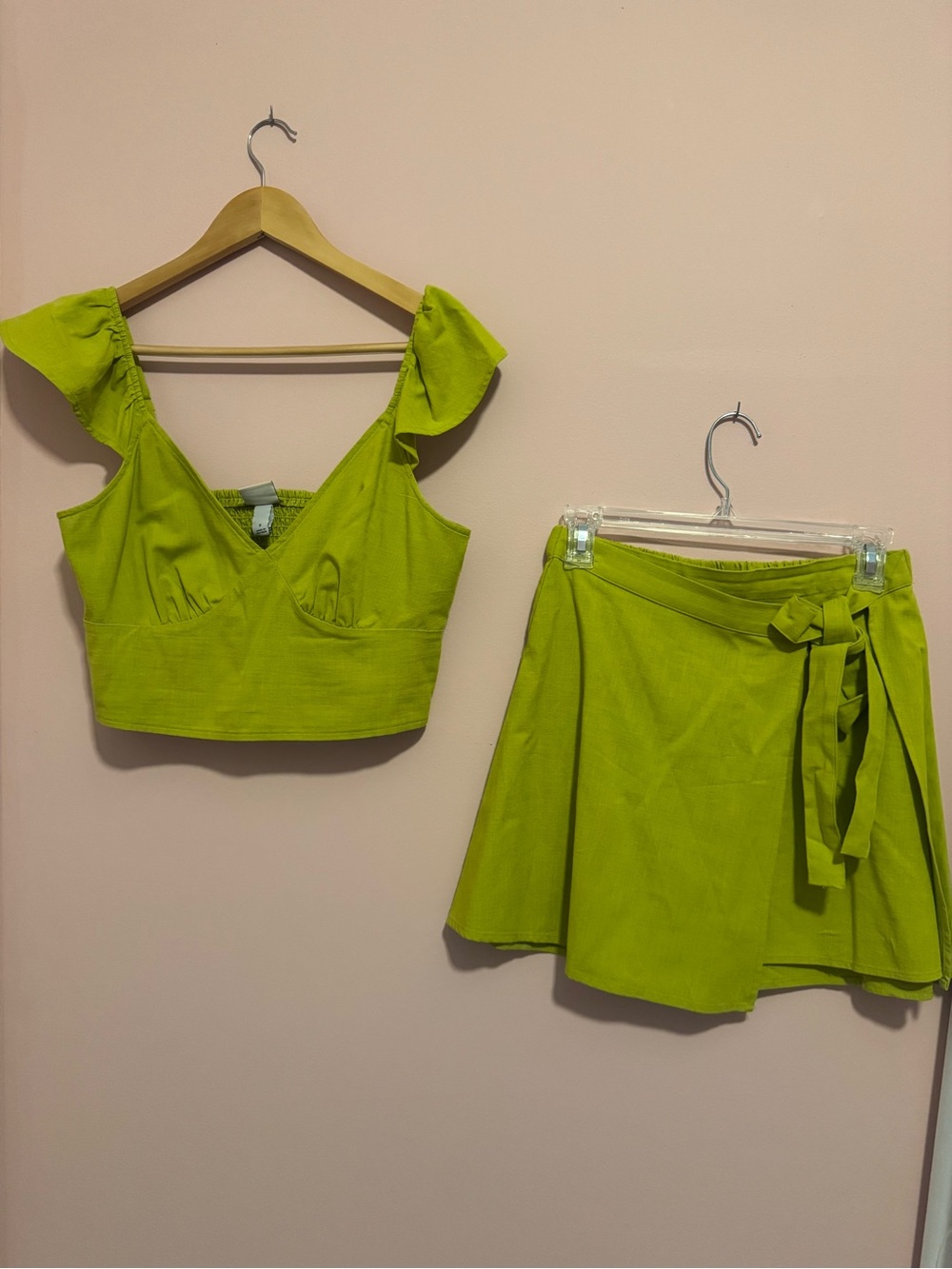 a new day Lime Green Wrap Mini Skirt with Tie
